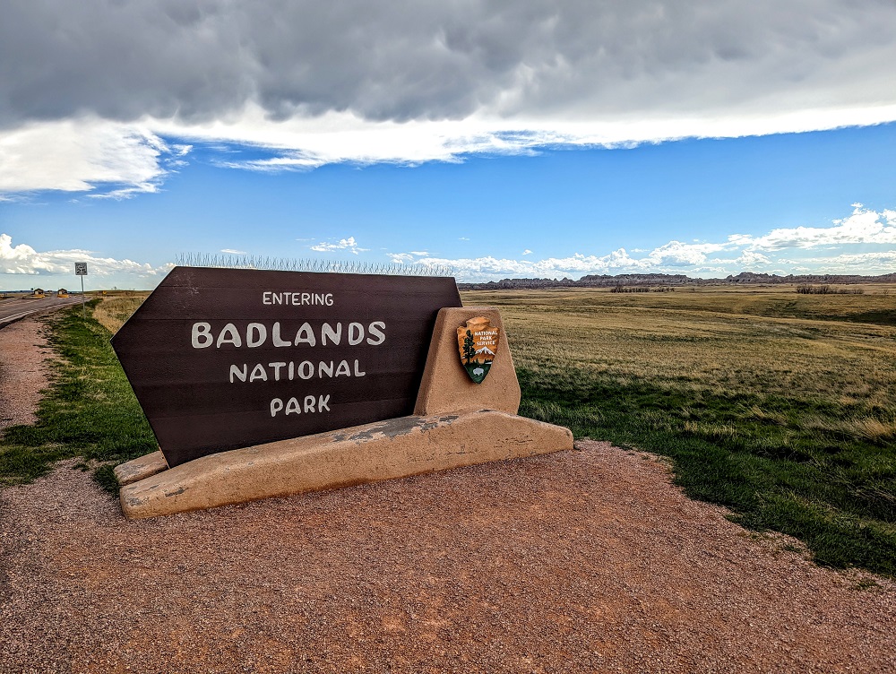 Entrance of Badlands National Park in South Dakota