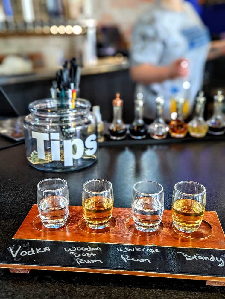 Glacial Lakes Distillery and Brewhouse in Sioux Falls - Spirits flight