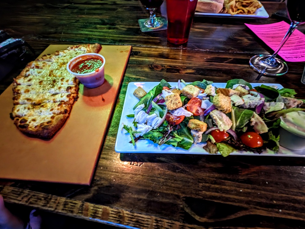 Monk's Ale House in Sioux Falls SD - Garlic cheese sticks & Monk's salad