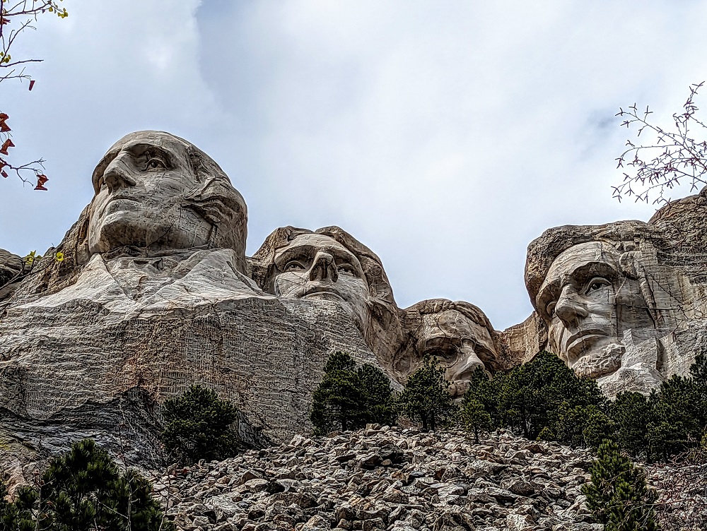Mount Rushmore from below on the Presidential Trail