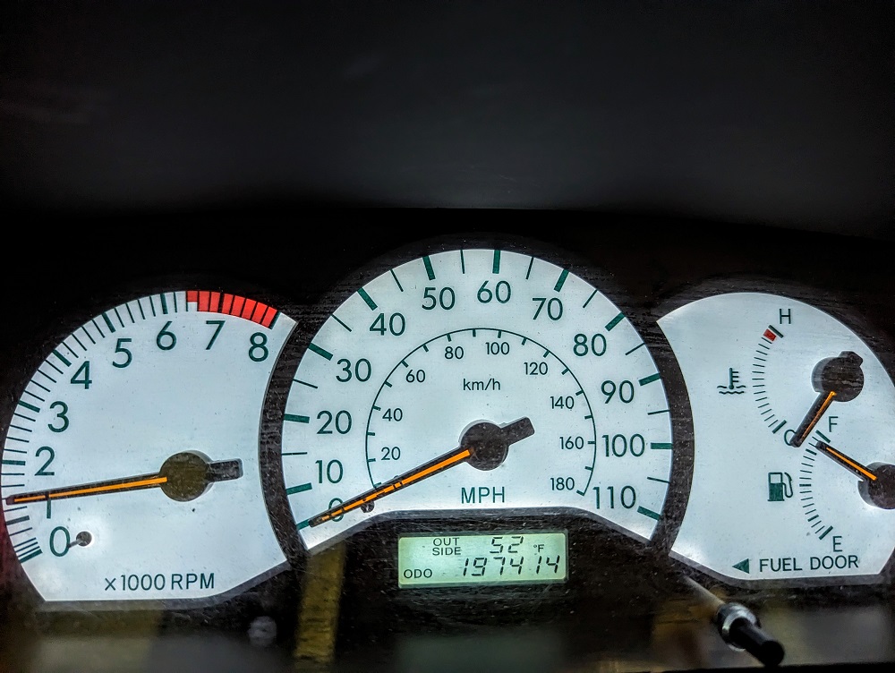 Odometer reading at the end of April 2023