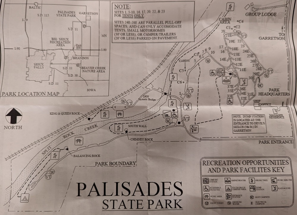 Palisades State Park map