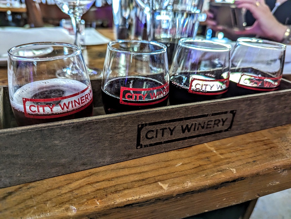 Unique Reds wine flight at City Winery in St Louis