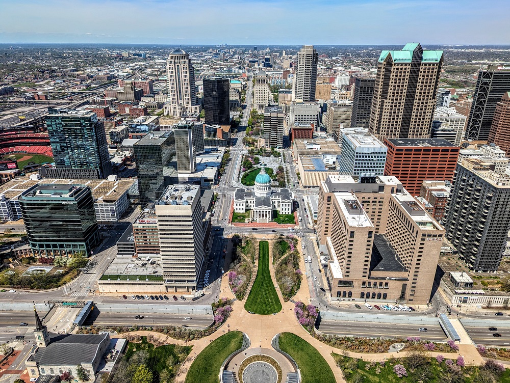 View of St Louis from the top of the Arch