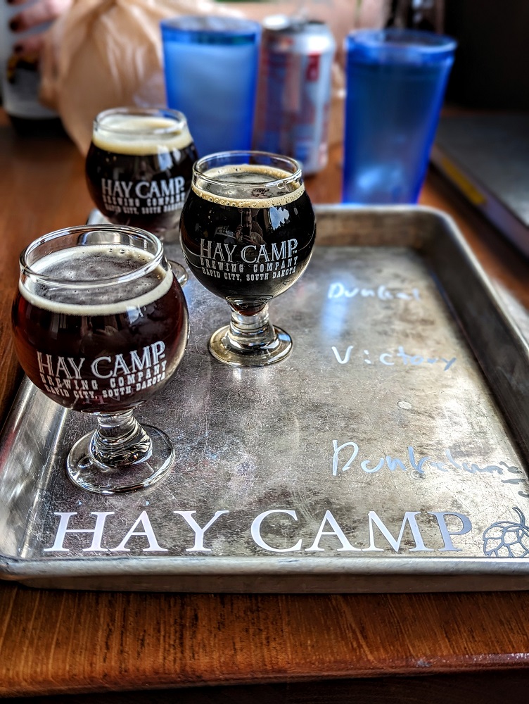 Beer flight at Hay Camp Brewing in Rapid City, SD