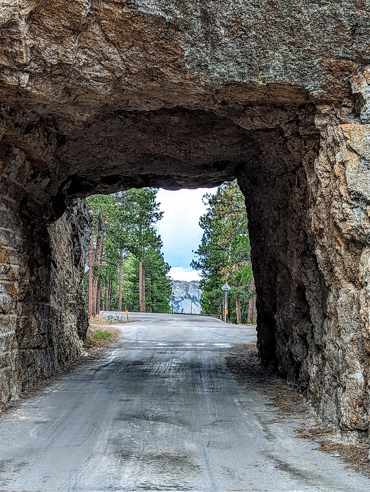Custer State Park - Distant view of Mount Rushmore through the Scovel Johnson Tunnel