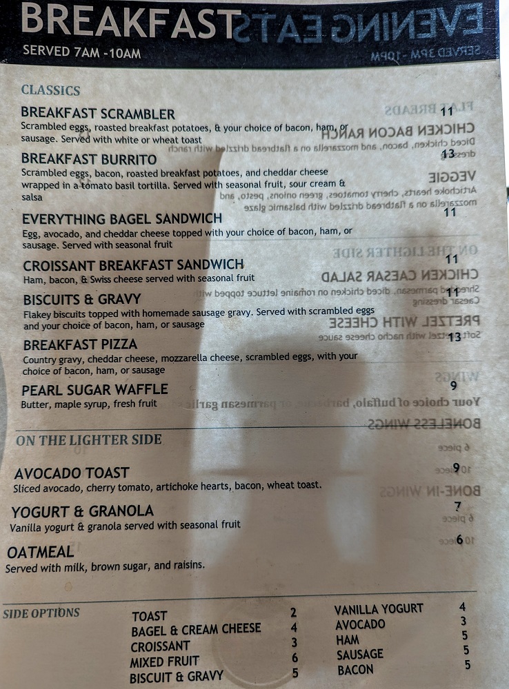 Four Points by Sheraton Deadwood, SD - Breakfast menu