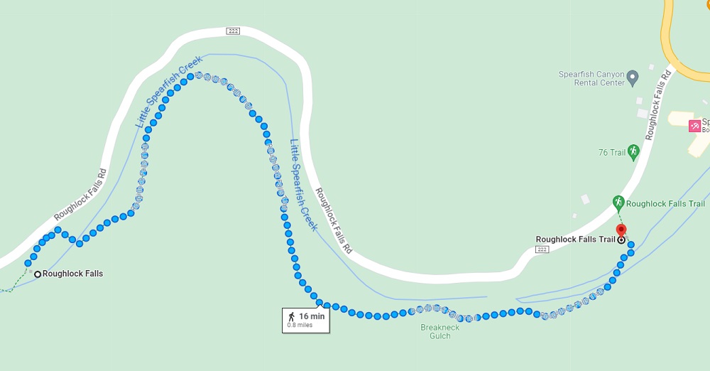 Roughlock Falls trail on Google Maps