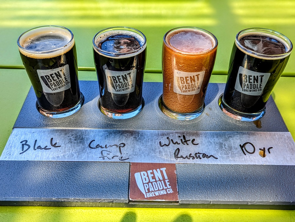 Beer flight at Bent Paddle Brewing Co. in Duluth, MN