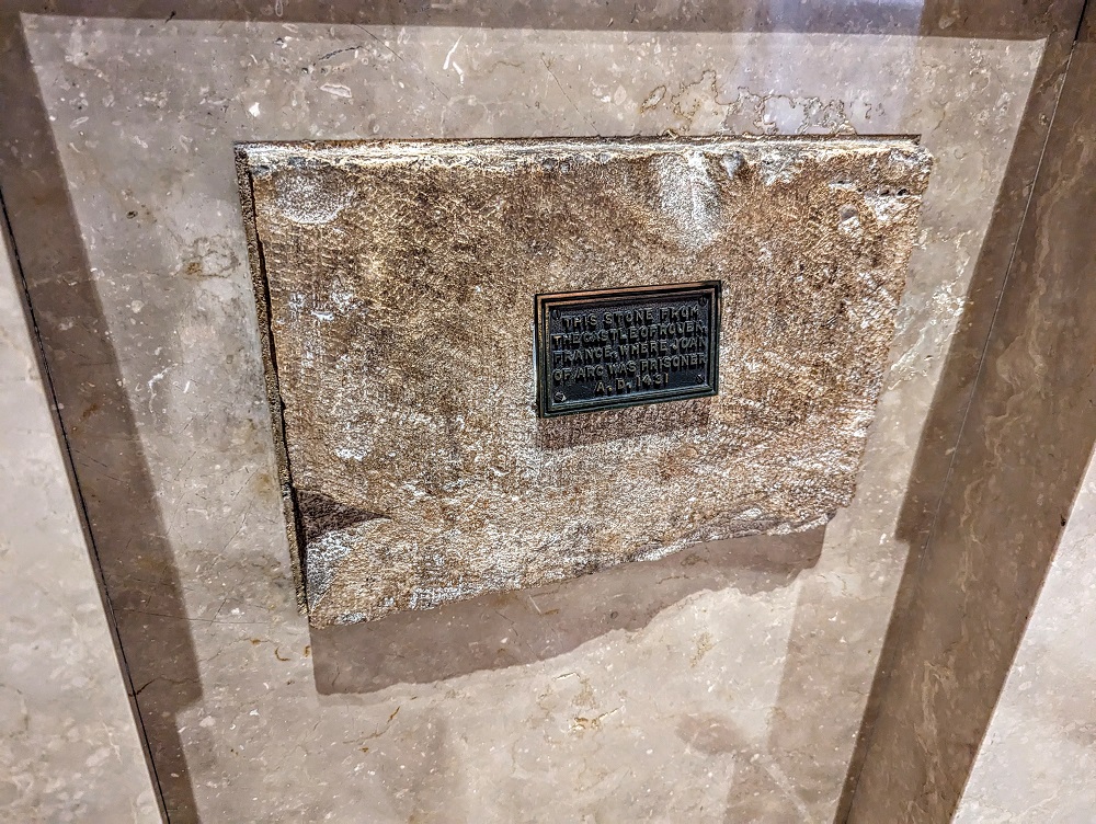 Cathedral of Saint Paul - Stone from the dungeon of Joan of Arc