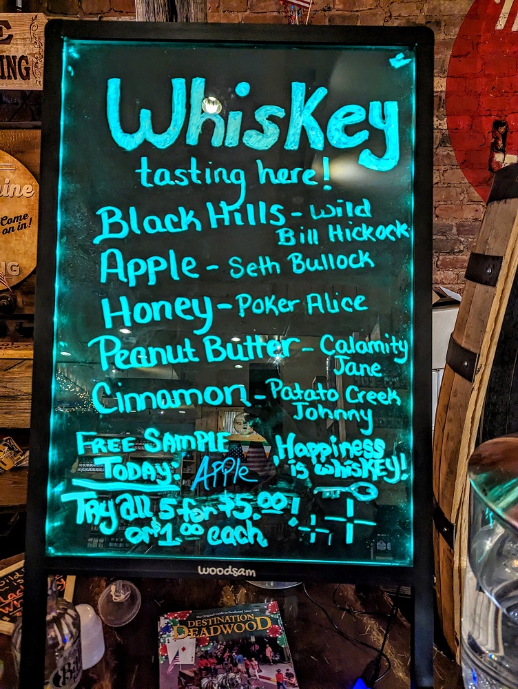 Deadwood Distilling Company - Whiskey tasting pricing