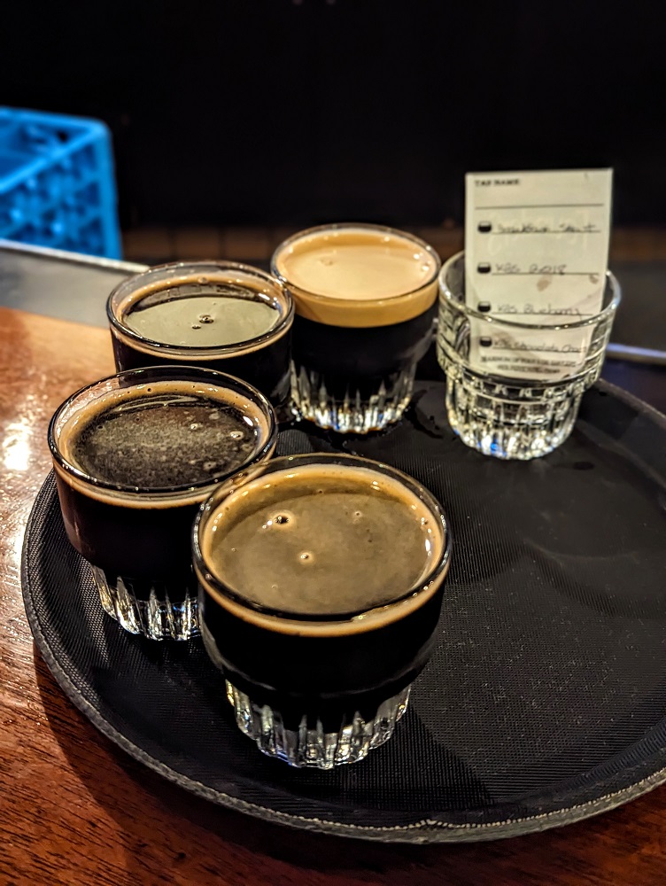 Beer flight at Founders Brewing Co in Grand Rapids, MI
