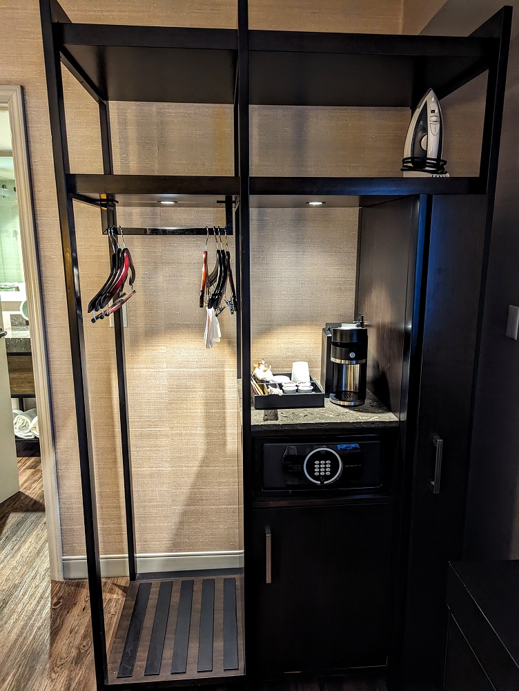 Hyatt Regency Rochester, NY - Closet with mini fridge & coffee maker
