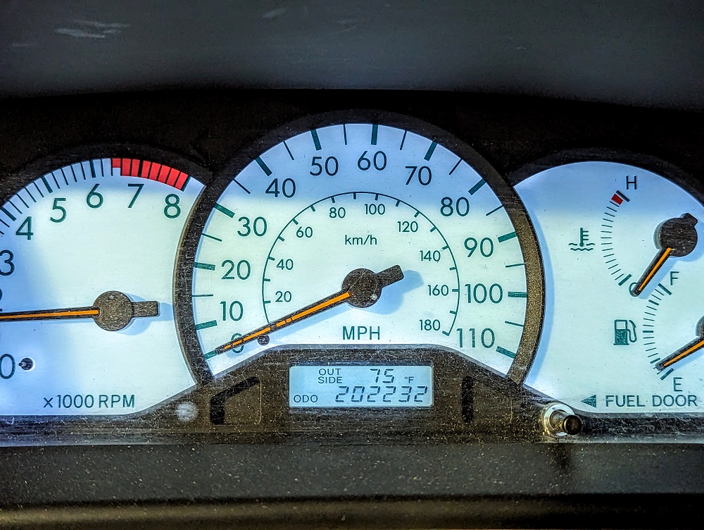 Odometer reading at the end of July 2023