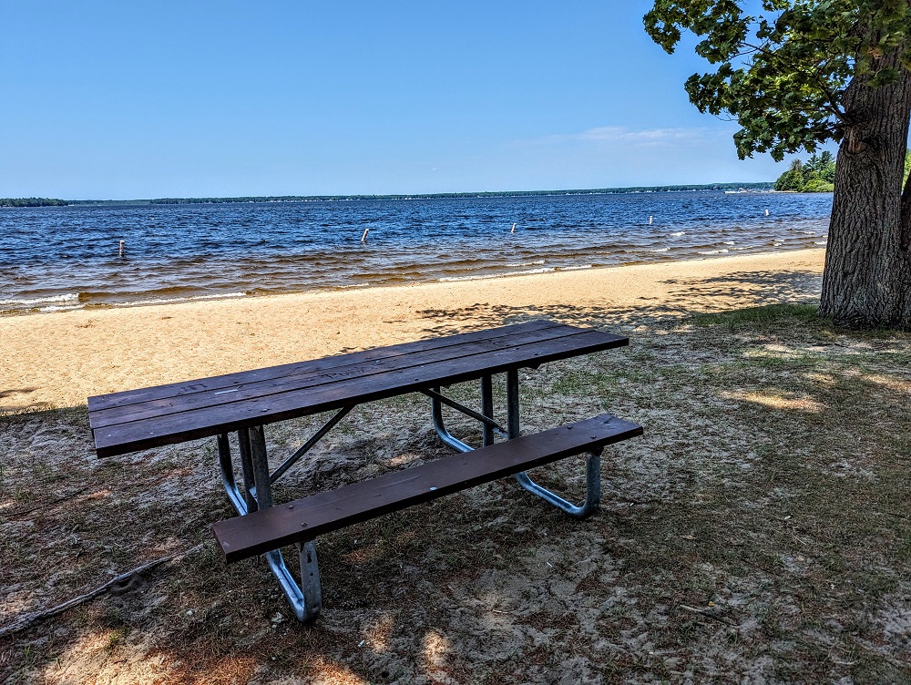 Our picnic table at Mitchell State Park in Cadillac, MI