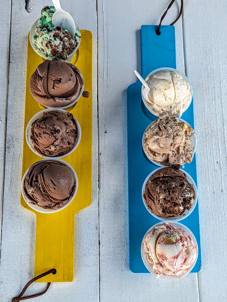 Ice cream flights at Dairy Haus in Saratoga Springs, NY