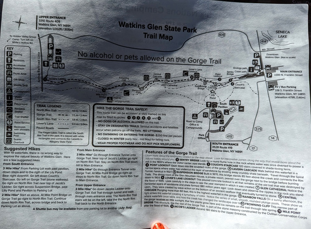 Map of Watkins Glen State Park