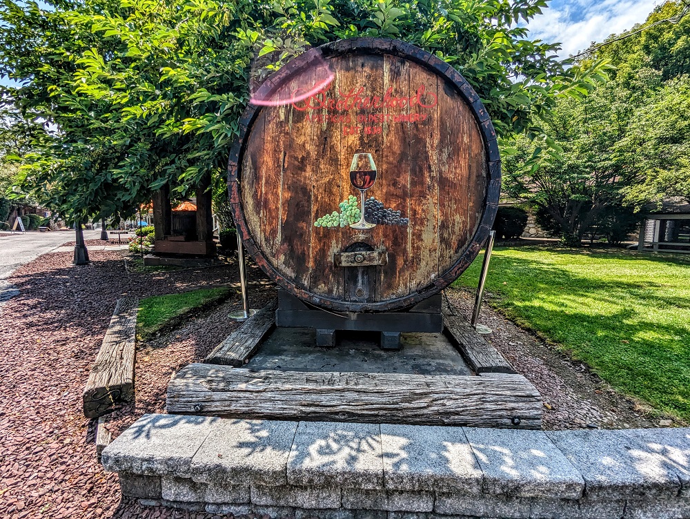 Wine barrel at Brotherhood Winery
