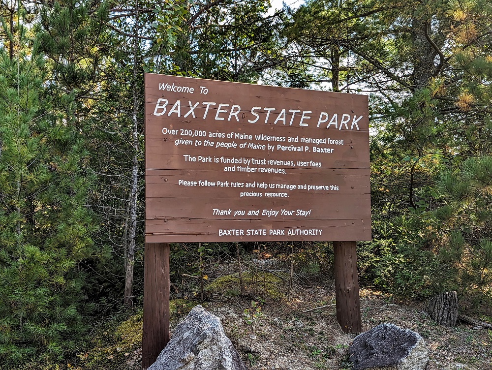 Baxter State Park entrance sign