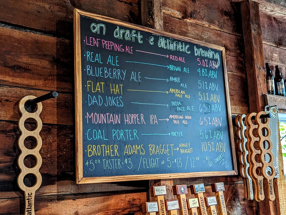 Beer menu at Atlantic Brewing Company