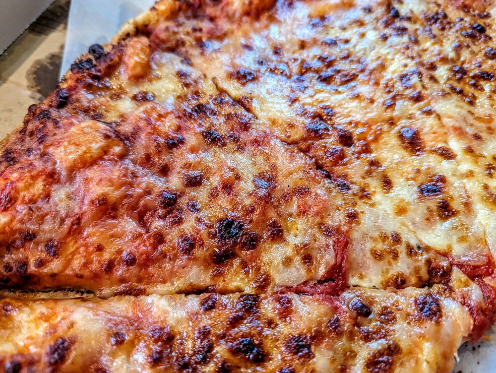Cheese & tomato pizza from Jamos Pizza in Greenville, ME