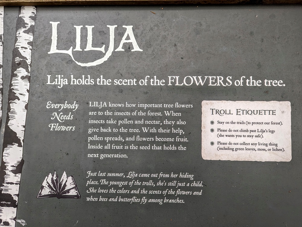 Information about Lilja - Thomas Dambo troll at Coastal Maine Botanical Gardens Guardians of the Seeds