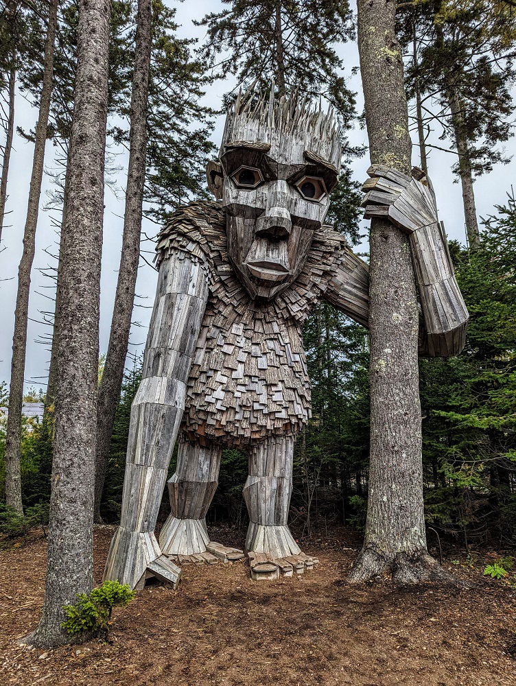 Roskva - Thomas Dambo troll at Coastal Maine Botanical Gardens Guardians of the Seeds