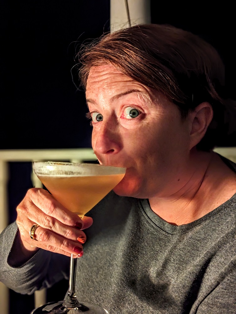Shae with her spiced pear cocktail