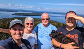 The five of us atop the Observation Tower in Mount Kineo State Park