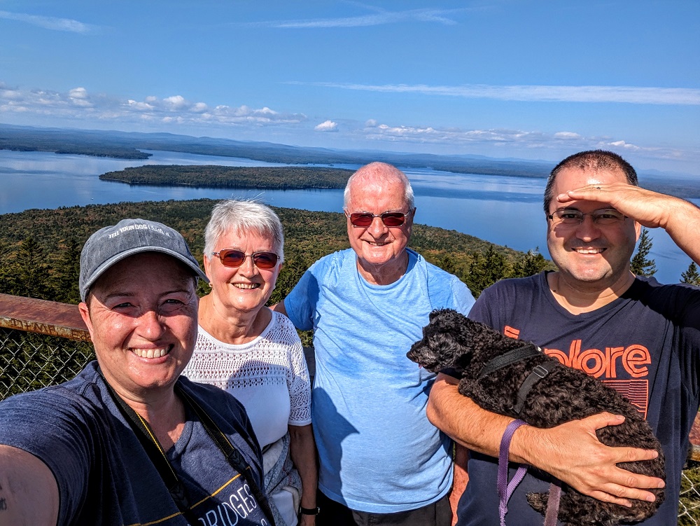 The five of us atop the Observation Tower in Mount Kineo State Park
