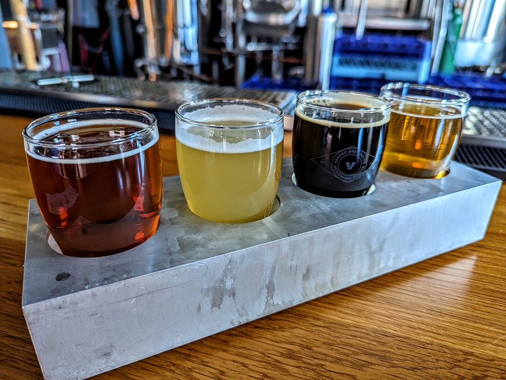 Beer flight at Banded Brewing in Portland, ME