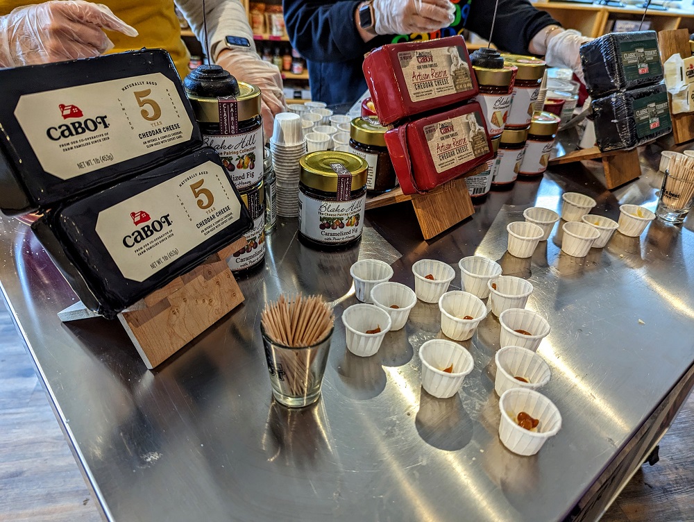 Cheese tasting at Cabot Creamery Store in Waterbury, VT