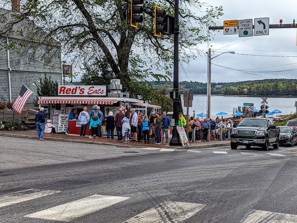 The line outside Red's Eats in Wiscasset, ME
