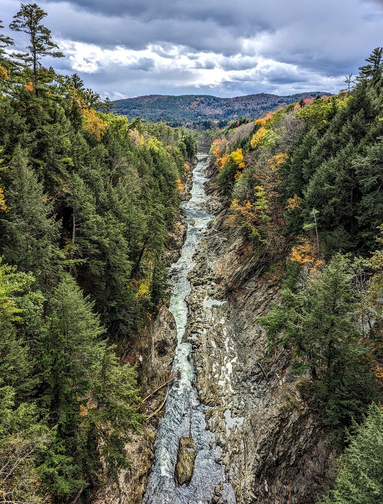 View of Quechee Gorge from Quechee Gorge Bridge on one side