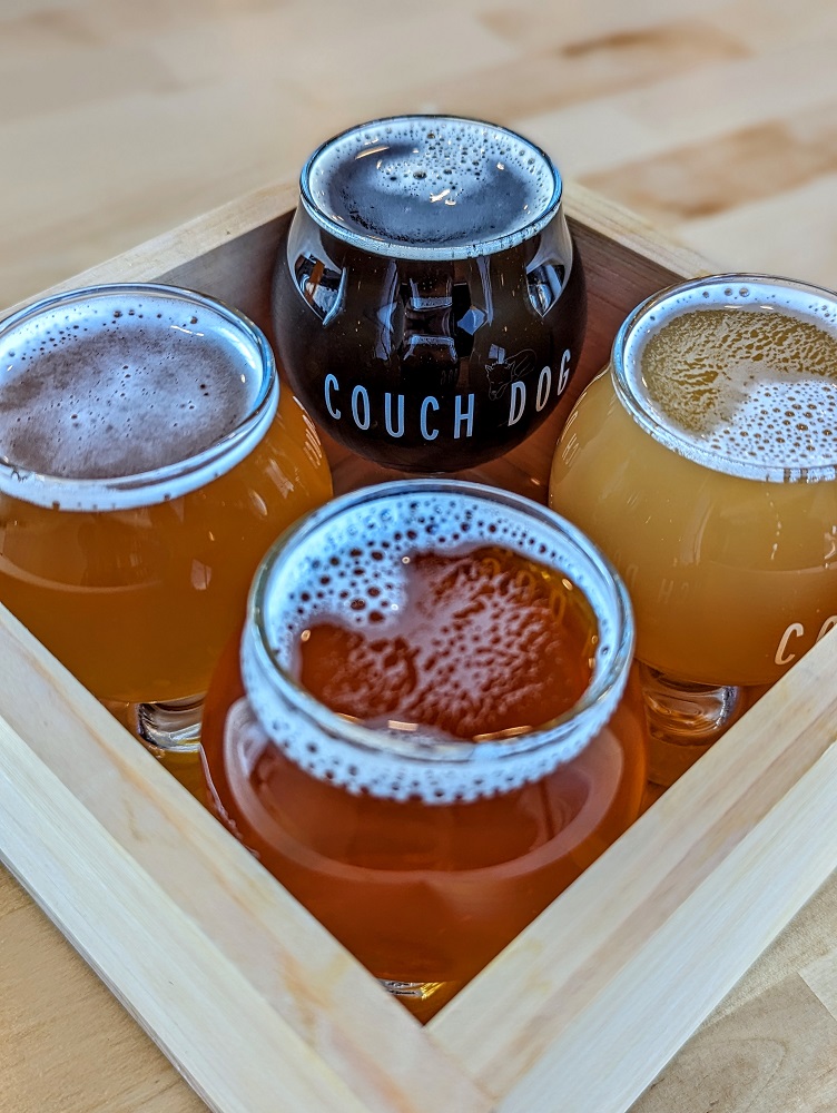 Beer flight at Couch Dog Brewing Co