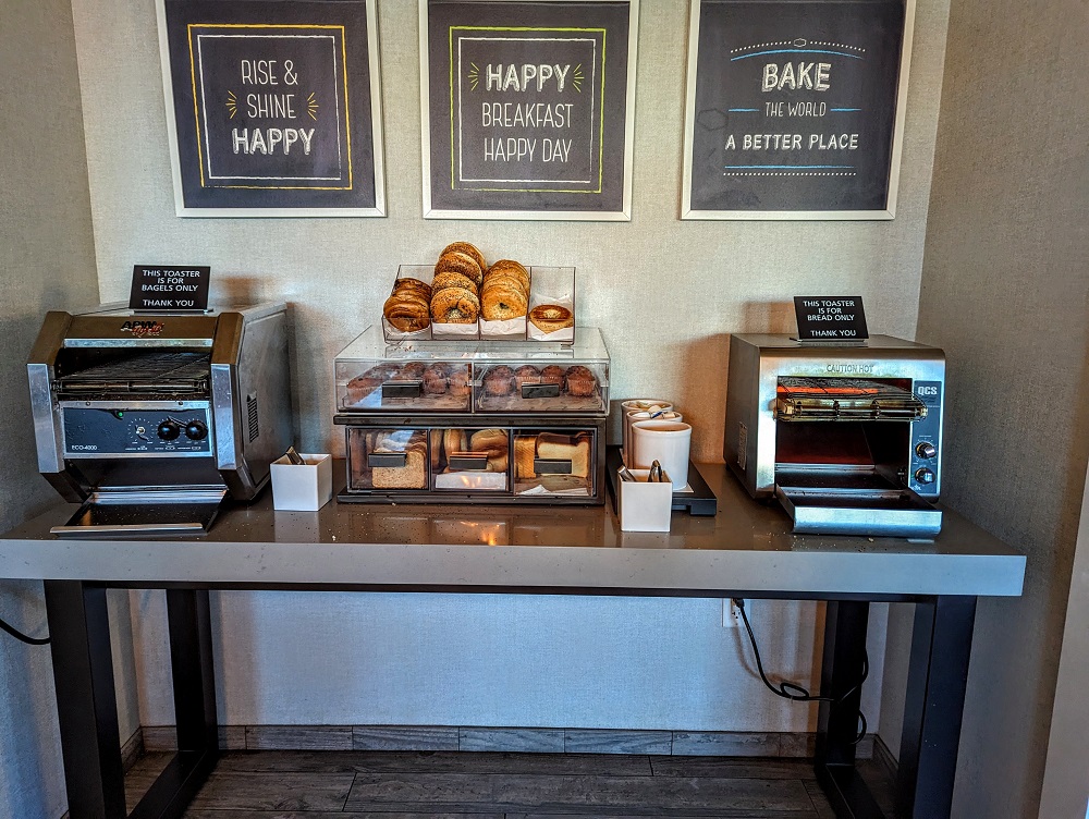 Hampton Inn Salem, MA breakfast - Bread, bagels & muffins