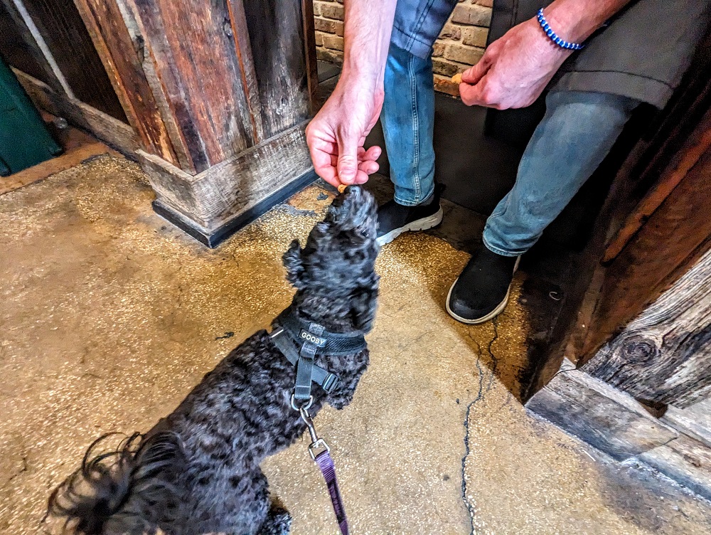 Distillery server dishing out treats