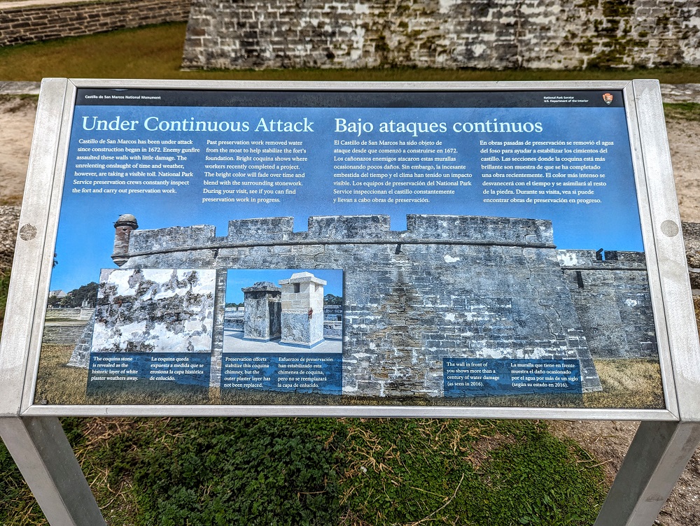 Information board outside Castillo de San Marcos
