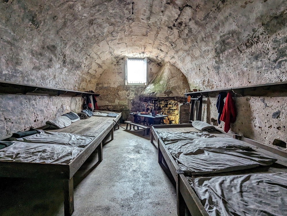 Soldier sleeping quarters at Castillo de San Marcos National Monument