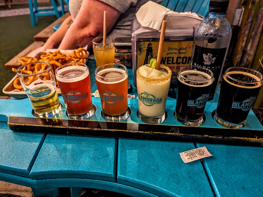 Beer flight at Islamorada Brewery & Distillery