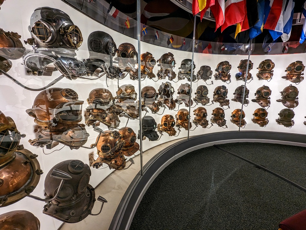 History of Diving Museum in Islamorada, FL - Diving helmets from around the world