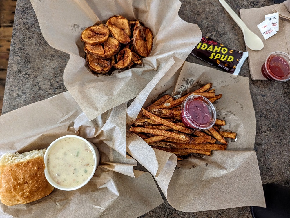 All the food we tried at the Idaho Potato Museum's cafe