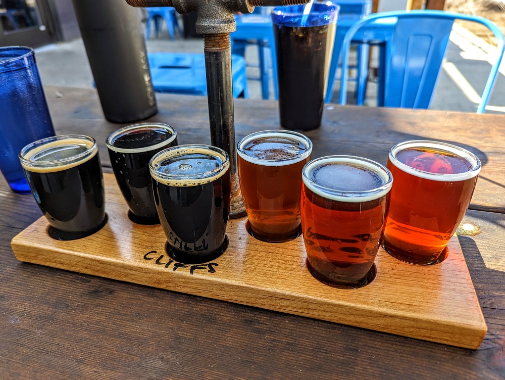 Beer flight at Boise Brewing