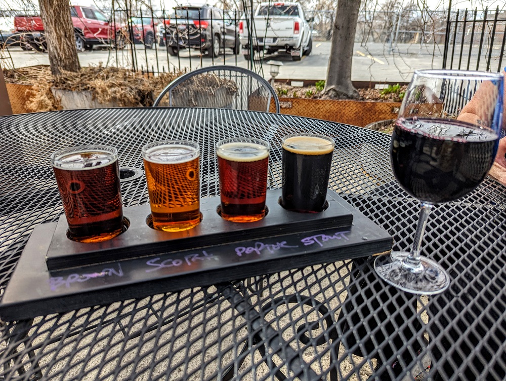 Beer flight at Idaho Brewing Company
