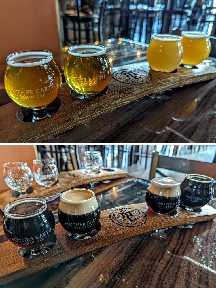 Beer flights at Mother Earth Brew Co in downtown Boise, ID