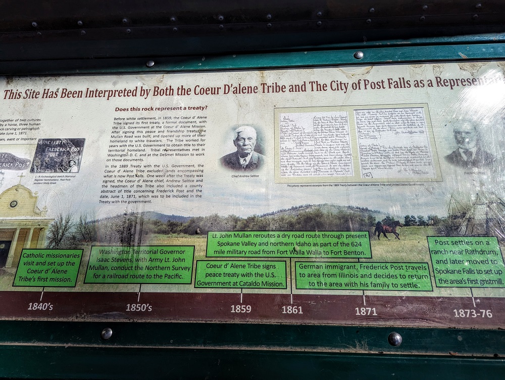 Information board at Treaty Rock Park