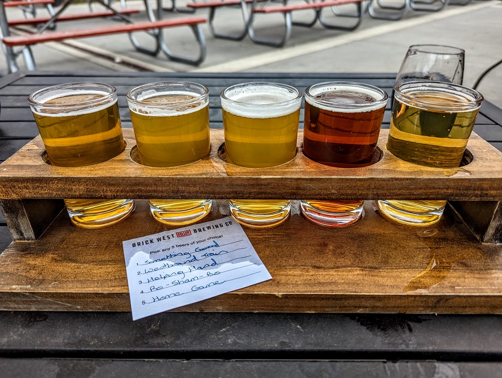 Light beer flight at Brick West Brewing in Spokane, WA