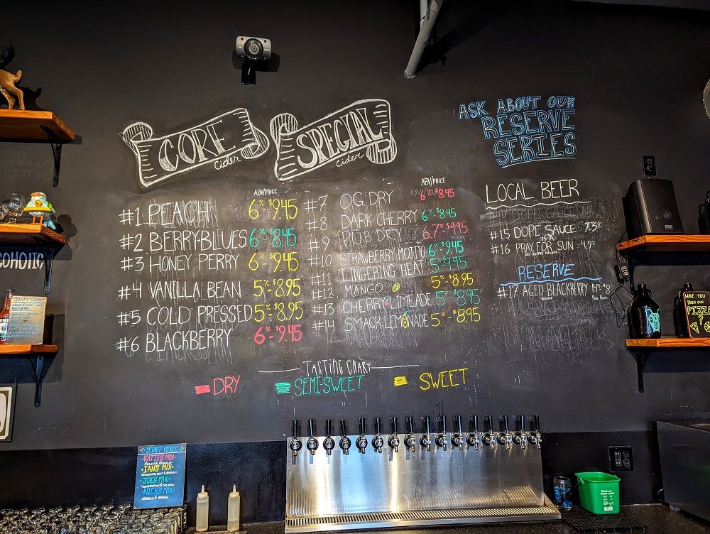 Locust Cider menu in Spokane, WA
