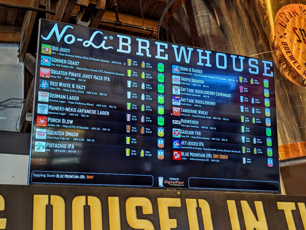 No-Li Brewhouse beer menu