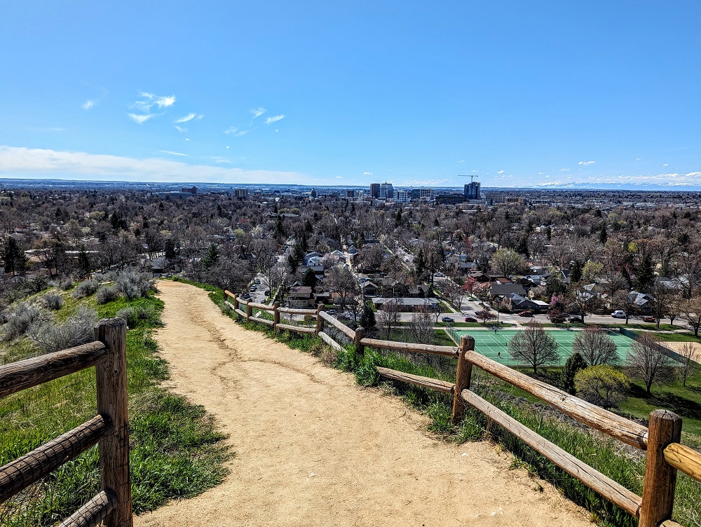 View of downtown Boise from Camels Back Trail